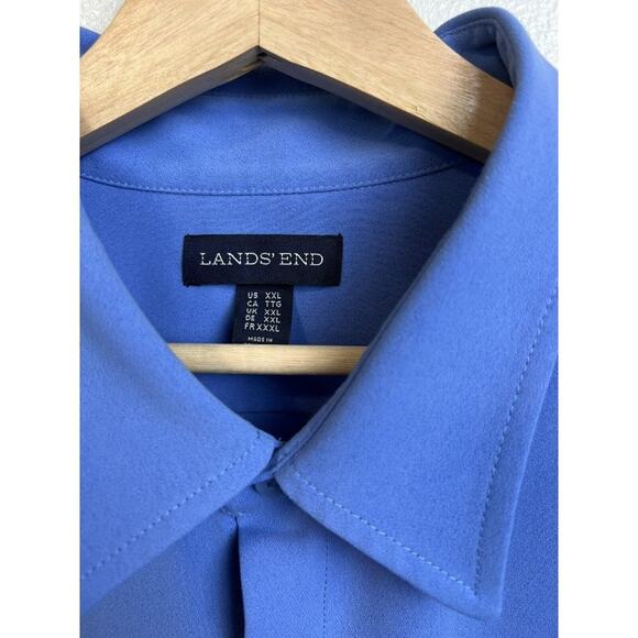 UPS Lands' End Mens Polo Shirt XXL Blue 100% Polyester Short Sleeve Work Uniform - Picture 5 of 6